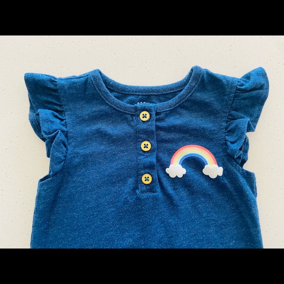 Cat & Jack Rainbow Romper with Ruffle Sleeve Size 12 Months - Picture 6 of 6